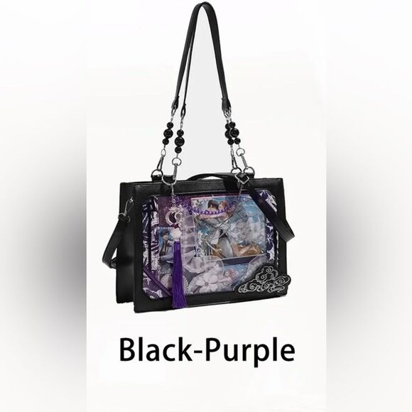 Elegant Black and Purple Women's Ita/Messenger bag - Picture 1 of 5